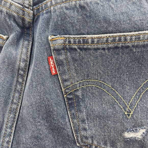 Levi's 501 '90s Jeans Women 26x30 Blue Straight Destroyed Button Fly Denim Big E - Picture 13 of 16